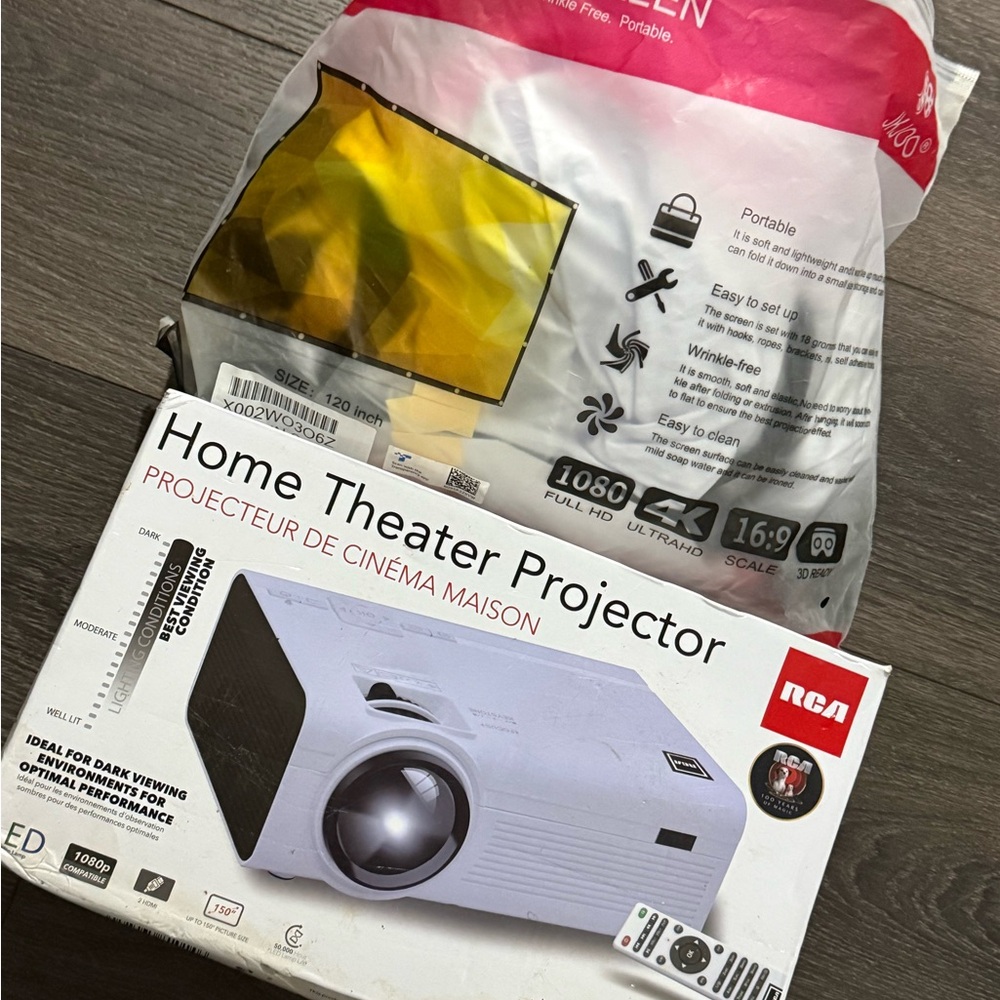 RCA Home Theater Projector With projector screen